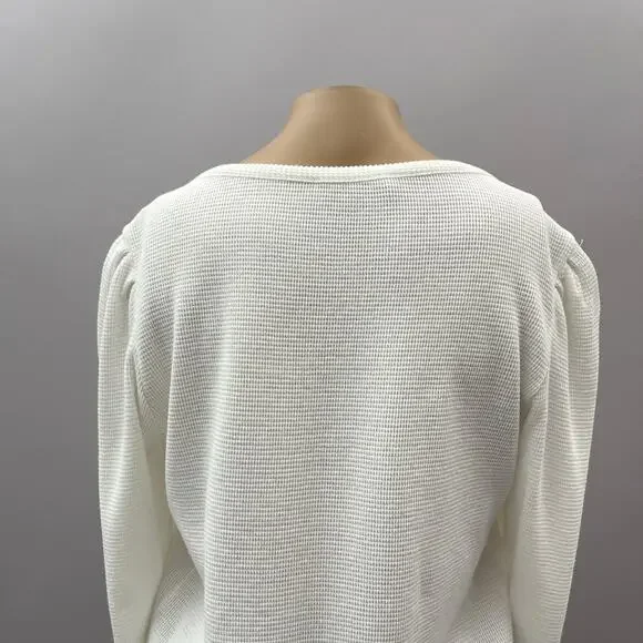 Paige Daniella Long Puff Sleeve Henley Top Ivory White Women's Size Small - Picture 8 of 13